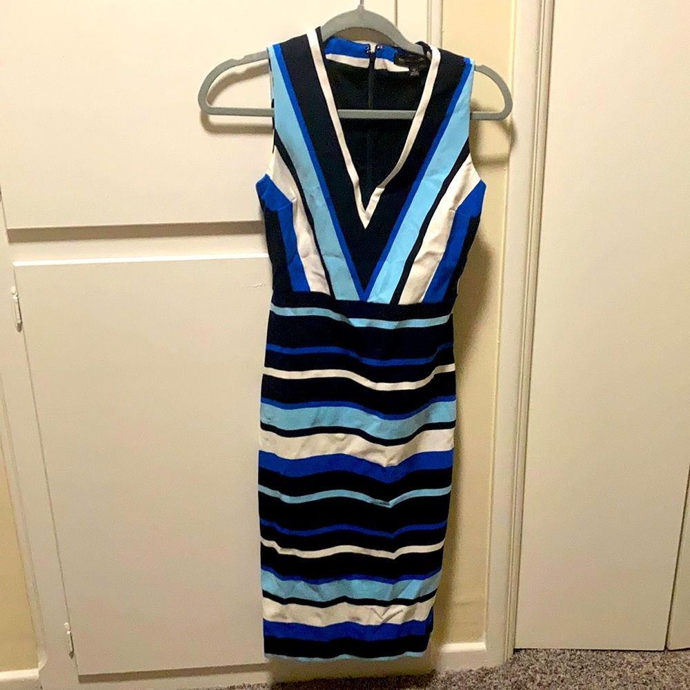 Banana Republic blue striped midi dress